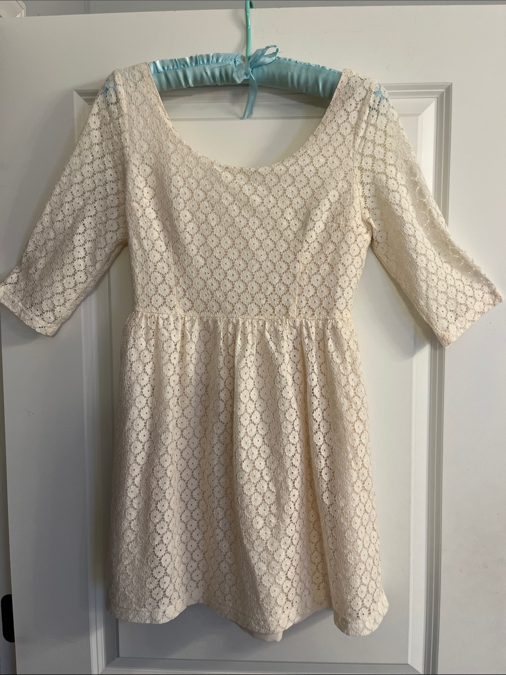 Under Skies Cream Lace Fit & Flare Dress